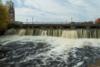 Water flowing from the Moody Street Dam in Waltham into the Charles River. 
