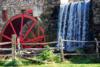 The red water wheel at Sudbury's Grist Mill and museum. 