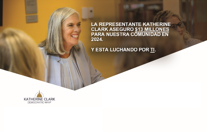 An image of a postcard that Congresswoman Clark sent to constituents on the website for purposes of translations.